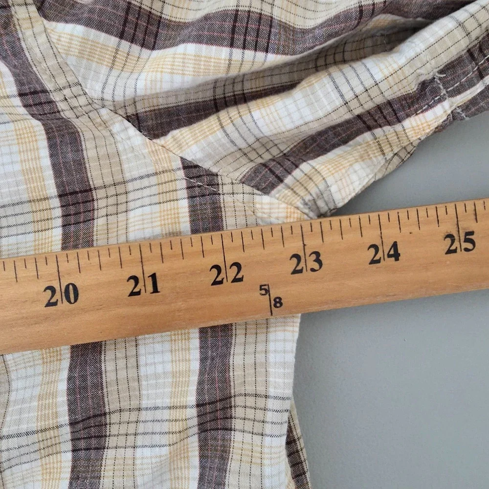 Levis Western Shirt Mens Large Yellow Plaid Pearl Snap‎ Cowboy Rodeo Vaquero